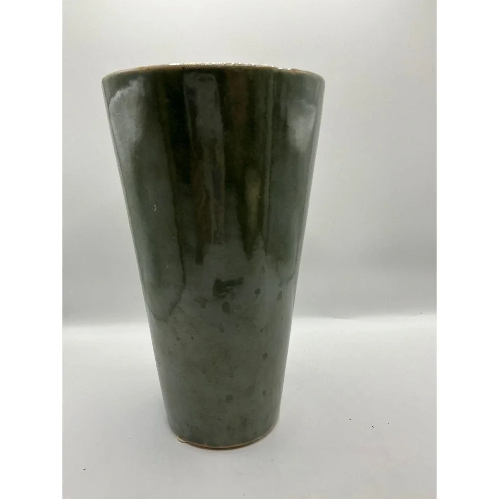 Margies Garden Santa Claus Ceramic Vase Green Holiday Christmas Decor 10 inch